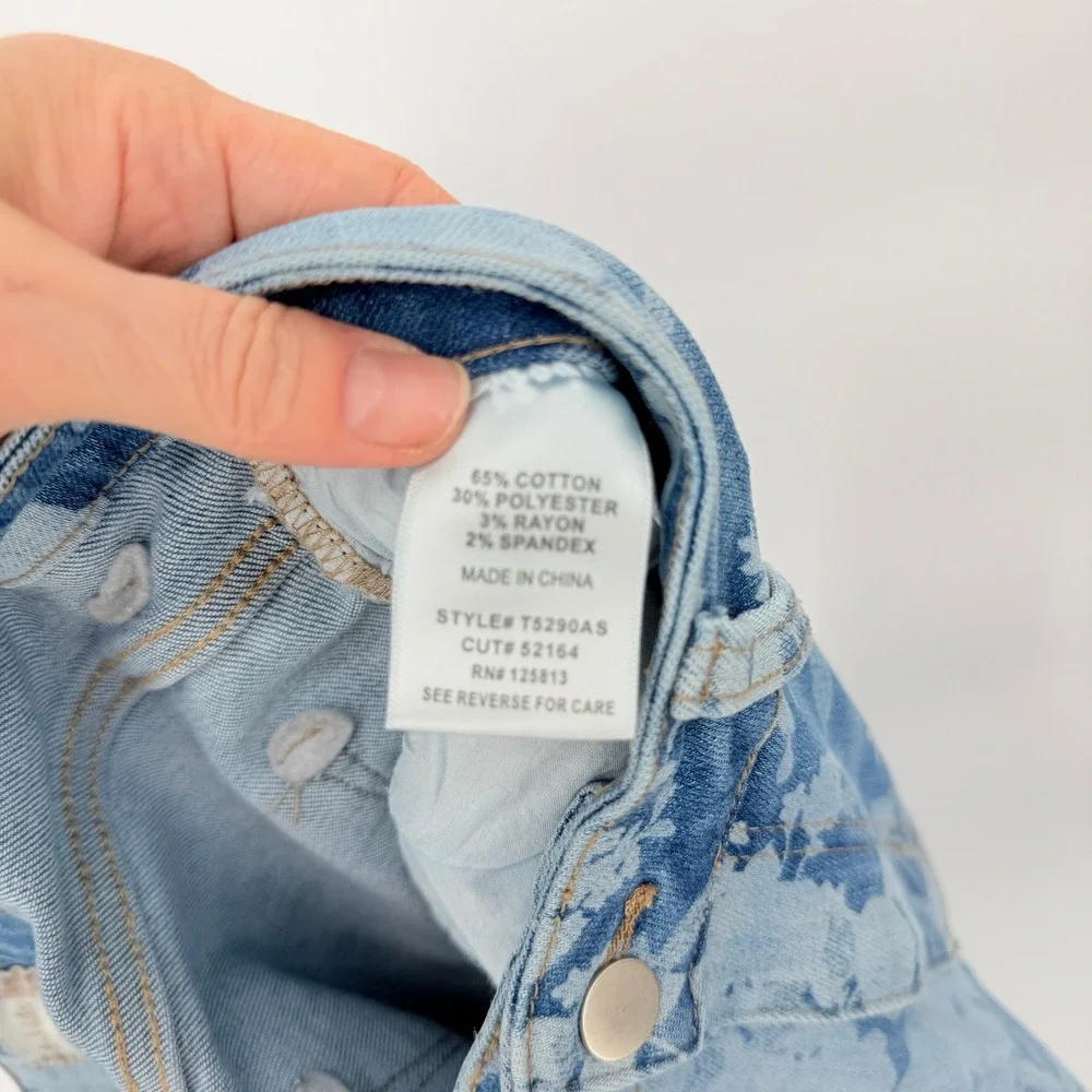 Altar'd State Flare Denim‎ Jeans Floral Printed Distressed Boho Hippie Size 29